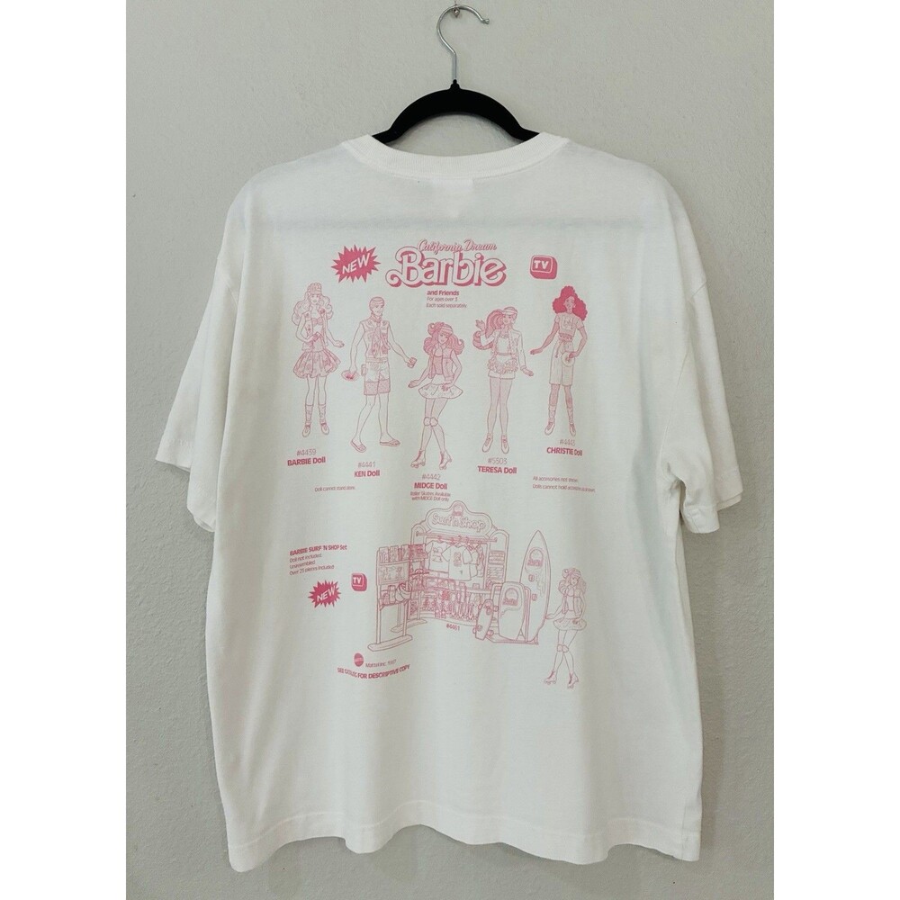 Barbie California Dream Graphic T-Shirt White Pink Retro Size Small PacSun